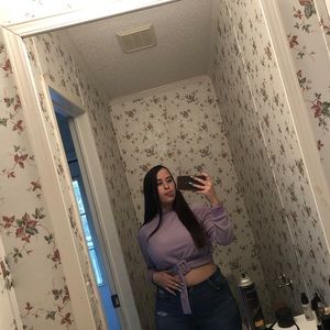 Lavender crop too with tightening belt